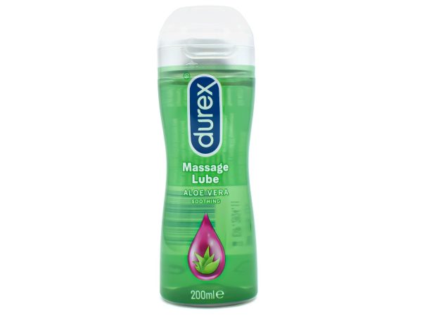 Durex 200ml massage Lube, featuring Aloe vera, designed for intimate use and relaxation.