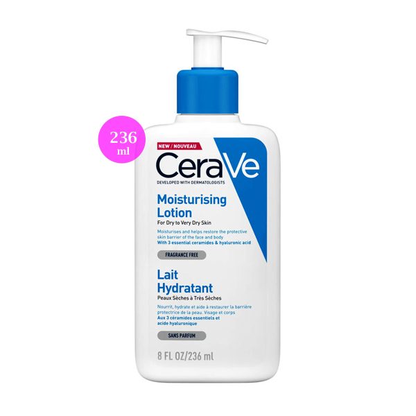 Cerave Daily Moisturizing Lotion for normal to dry skin, 237 ML bottle, designed for hydration and skin barrier support.