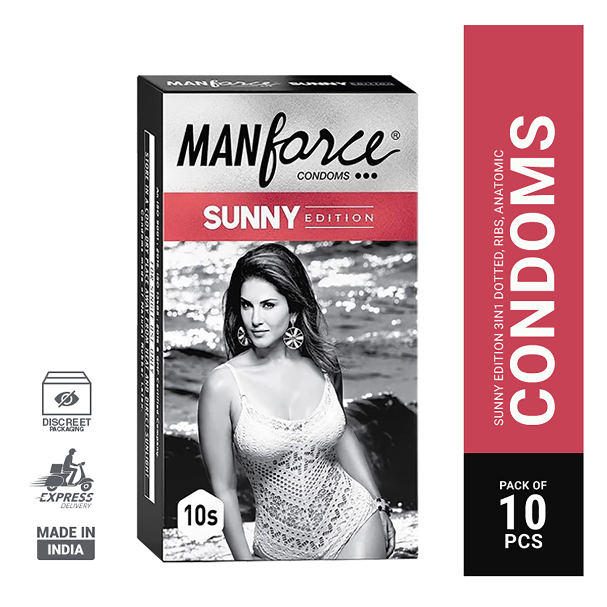 Manforce Sunny Edition Condoms pack of 10, featuring vibrant packaging and a playful design for enhanced intimacy.