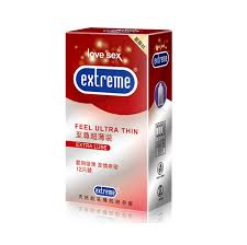 Packaging for Extreme Feel Ultra Thin Condoms, featuring 12 pieces designed for enhanced sensitivity and comfort.