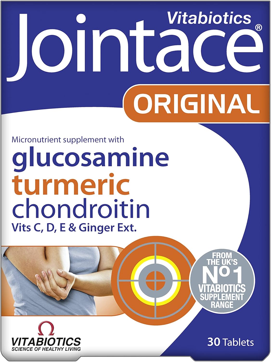 308 Vitabiotics Jointace Original glucosamine, turmeric, and chondroitin tablets, 30-count pack for joint health support.