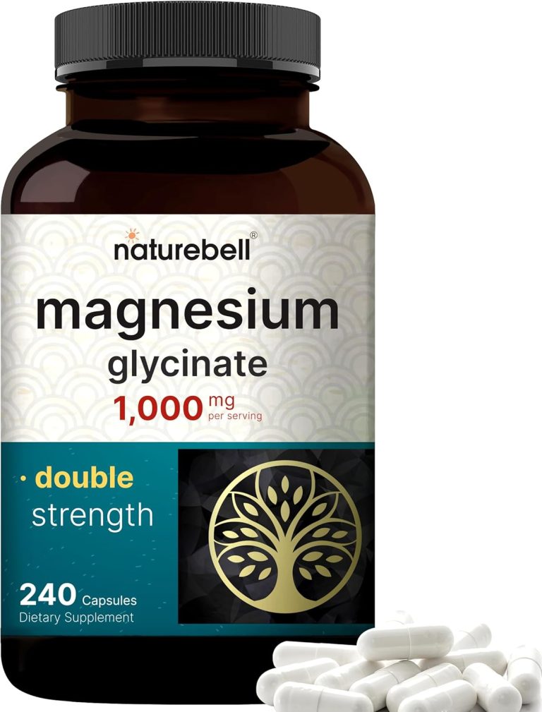 NatureBell Magnesium Glycinate 1000 mg supplement, 240 capsules, designed to support relaxation and muscle function.