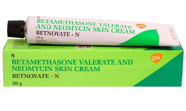 Betnovate-N Cream 20gm, containing betamethasone valerate and neomycin, used for skin treatment.