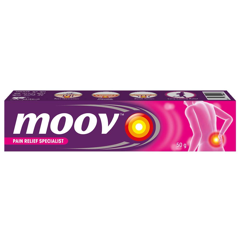 390 (1) Moov Rapid Relief Cream 50gm tube, designed for effective pain relief, displayed against a neutral background.