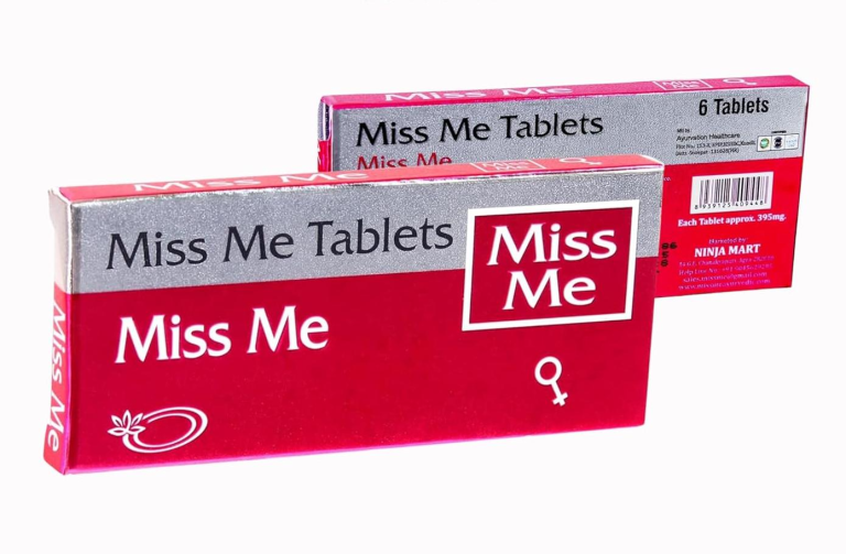 Miss Me ayurvedic tablets for females, packaged in a box containing six pieces.
