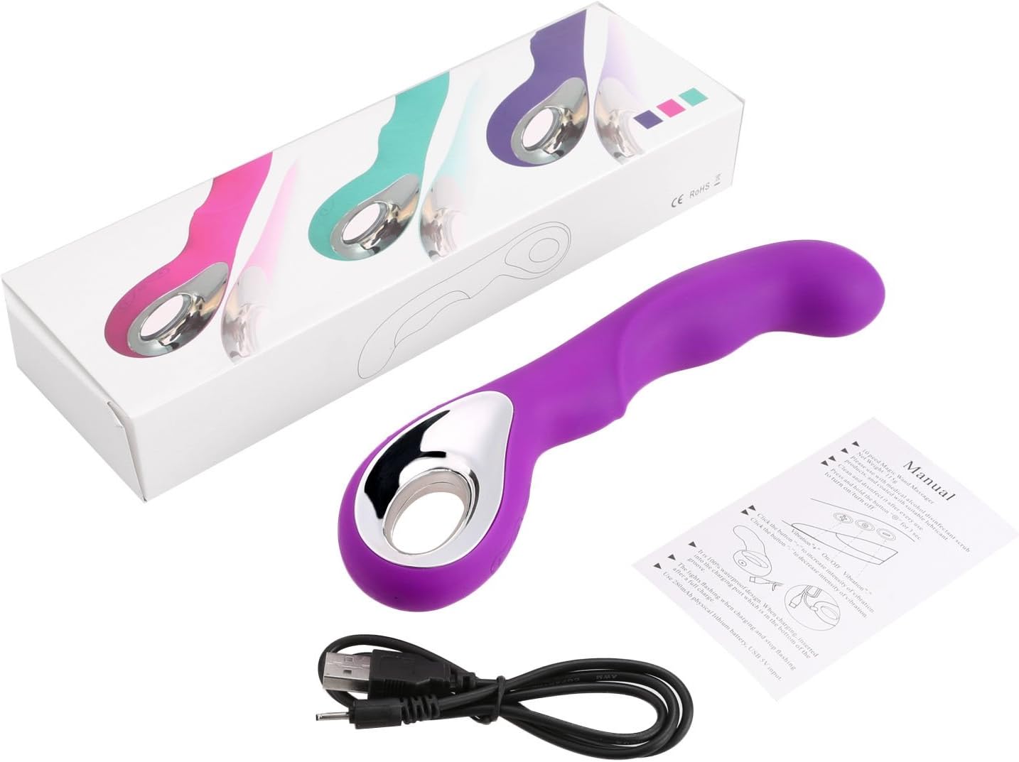 440 (2) Purple multispeed rechargeable G-spot vibrator on a white background, designed for women's pleasure.