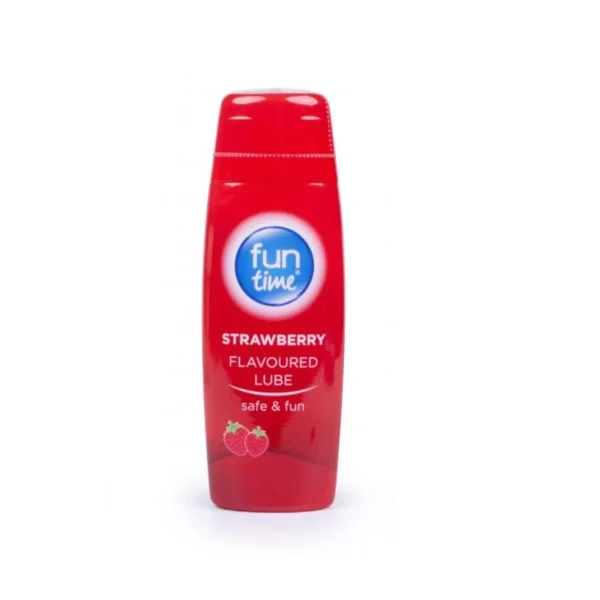 Fun Time Strawberry Flavored Lubricant, 75 ML bottle, designed for enhanced intimacy and pleasure.