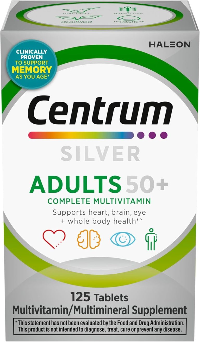 Centrum Silver multivitamin tablets for adults 50+, 125-count bottle, designed for complete nutritional support.