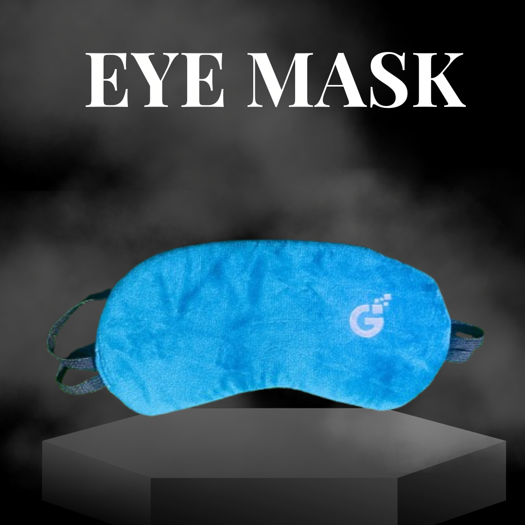21 (1) C Green sleeping eye mask labeled "Eye Mask" in a soft, comfortable fabric.