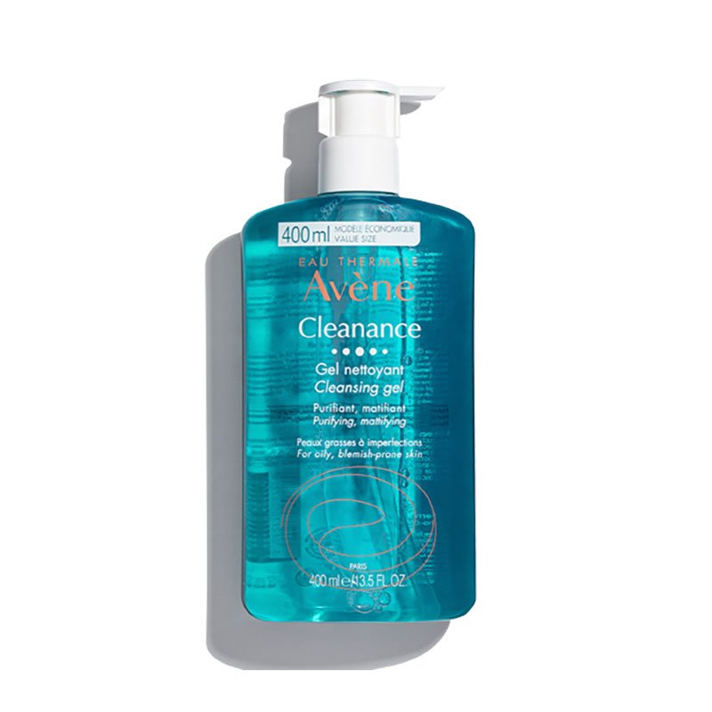 Avene Cleanance Cleansing Gel 400ml with a pump, displayed on a clean white background.