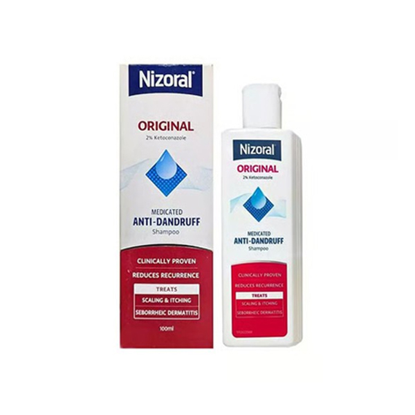 Nizoral Original 100ml anti-dandruff shampoo bottle with 2% ketoconazole for effective dandruff treatment.