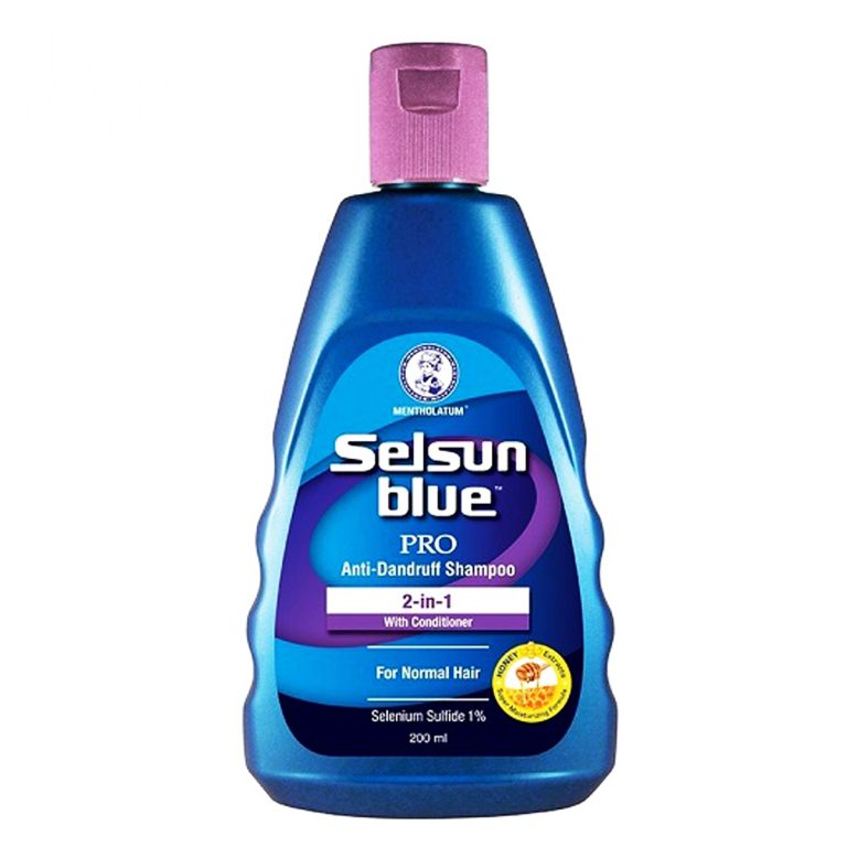 Selsun Blue Pro 2-in-1 Shampoo, 200ml bottle, designed for anti-dandruff and conditioning benefits.