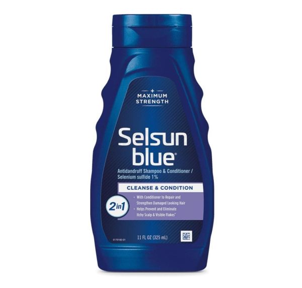 Selsun Blue Anti-Dandruff Cleansing Conditioner, 325ml bottle, designed to cleanse and soothe the scalp.
