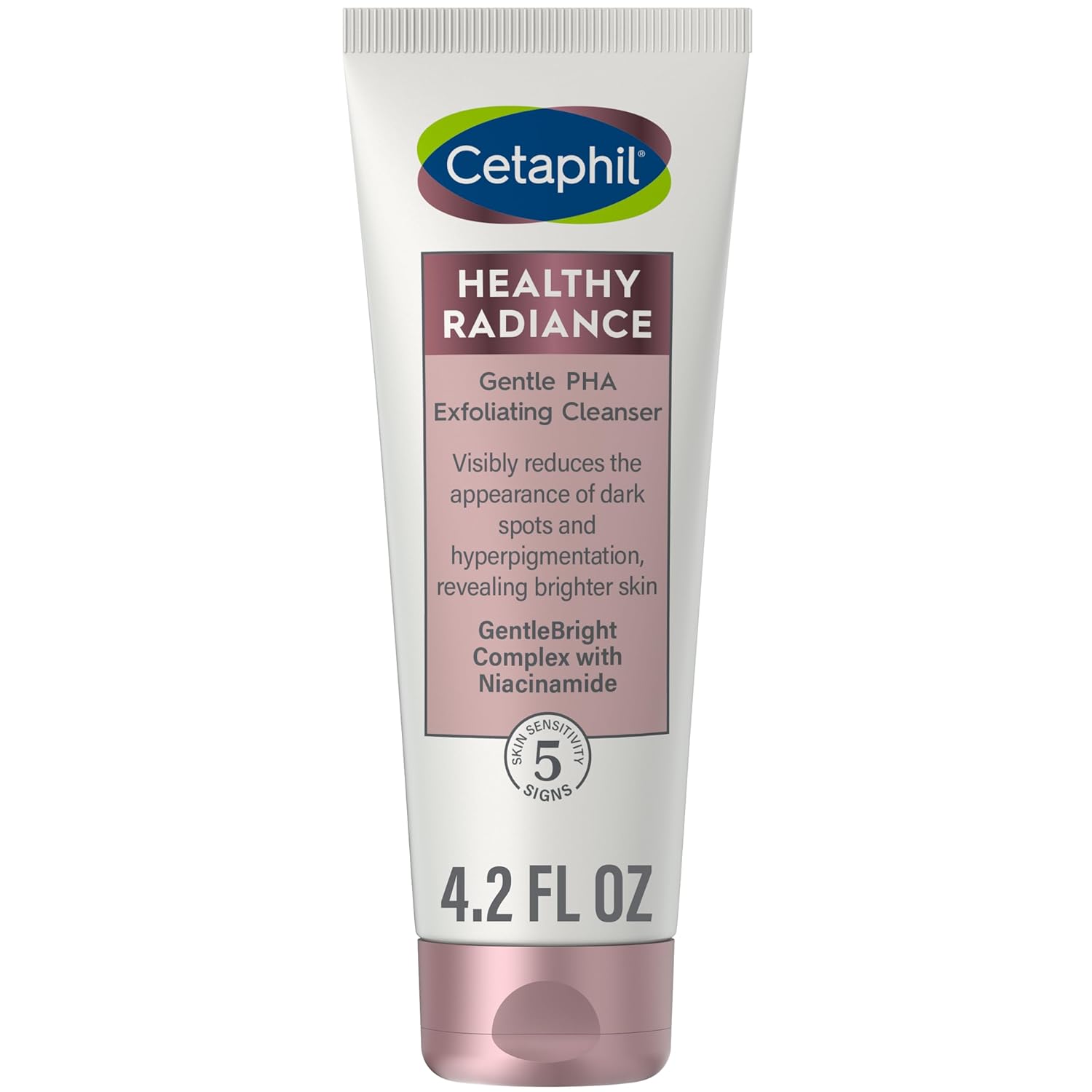 258 (4) Cetaphil Healthy Radiance Gentle PHA Exfoliating Cleanser, 124ml, displayed with a clean, modern design on a white background.