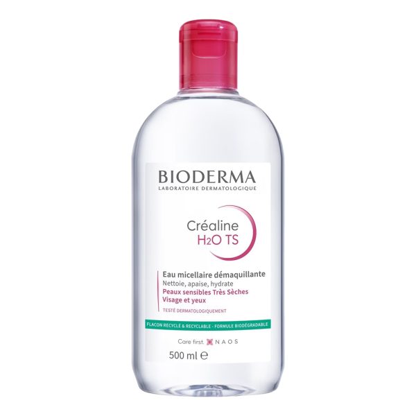 Bioderma Sensibio H2O micellar water 500ml bottle, designed for hydrating and soothing sensitive skin.
