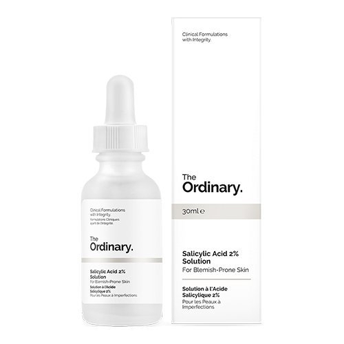 The Ordinary Salicylic Acid 2% Solution in a 30ml bottle, designed for blemish-prone skin treatment.