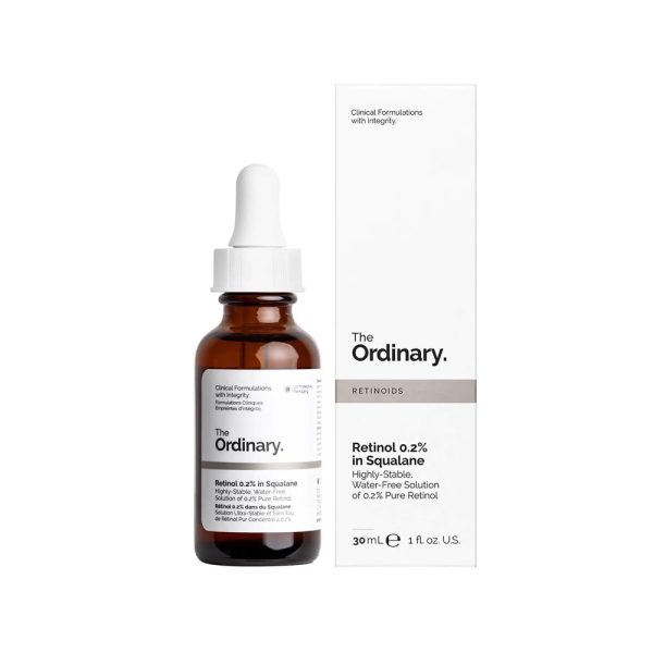 The Ordinary Retinol 2% with Hyaluronic Acid in a 30ml bottle, designed for skin rejuvenation and hydration.