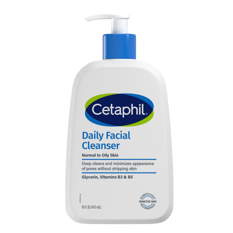Cetaphil Gentle Daily Facial Cleanser 591 ml bottle designed for oily skin, promoting a clean and refreshed complexion.
