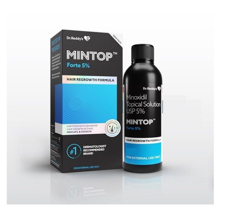 Dr. Reddy’s Mintop Forte 5% Minoxidil Topical Solution, 60 ML, for effective mouth treatment.