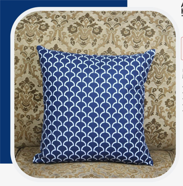 Decorative Cushion Cover White & Navy Blue