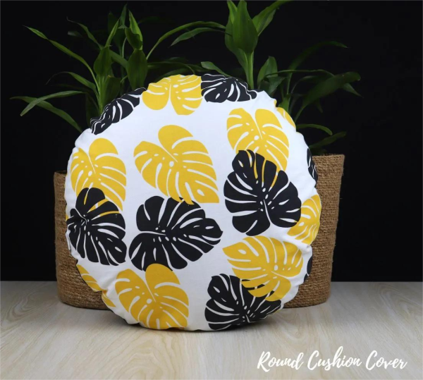 Exclusive Round Cushion Cover  Black & Yellow