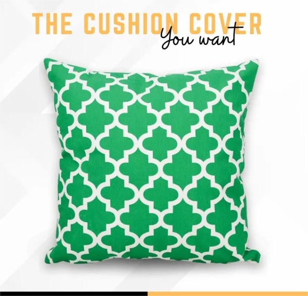Cotton Cushion Cover Green & White