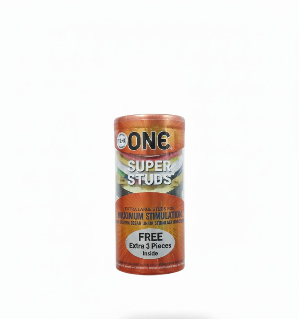 One Super Studs Extra Large condom pack, 12 pieces plus 3 free, with a note on free shipping.