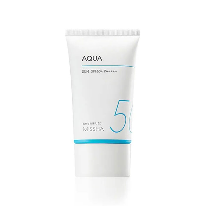 Aqua sun protection cream, Missha All Around Safe Block SPF 50+, 50ml, designed for effective sun defense.