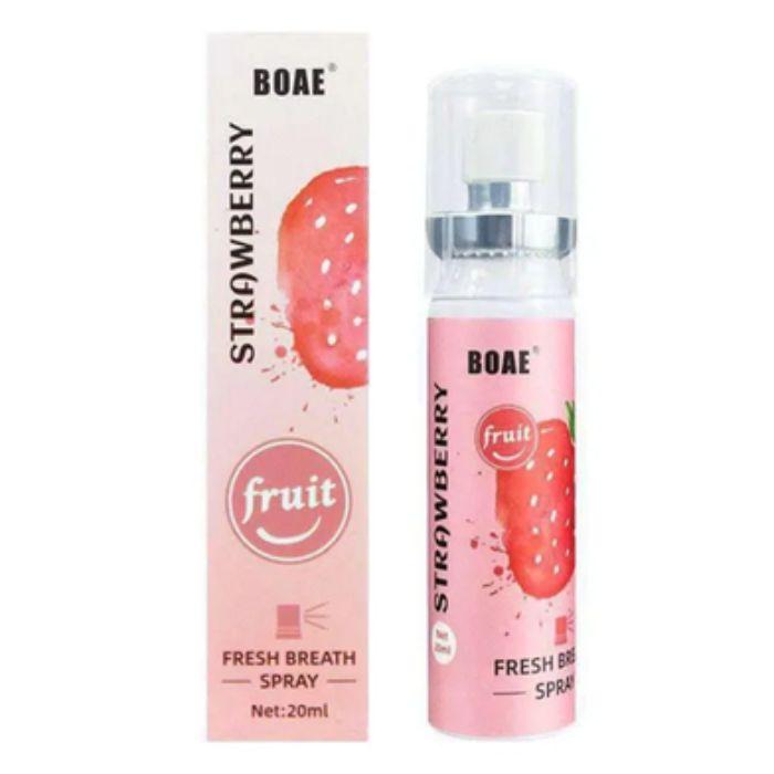 BOAE strawberry fruit deodorant spray, 20 ml, designed to freshen breath with a fruity flavor.