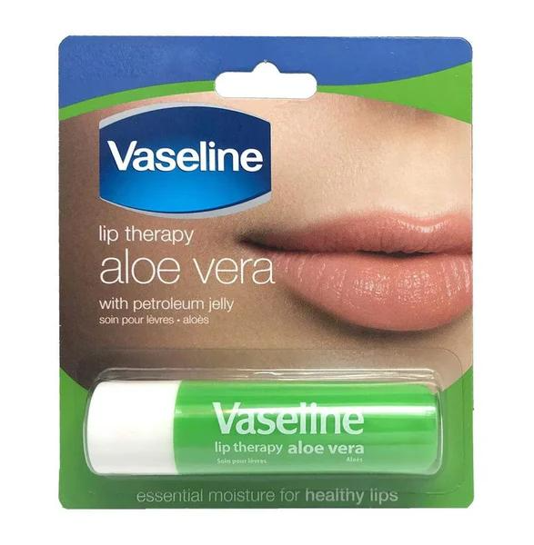Vaseline Lip Therapy Aloe Vera 4.8g tube, designed to moisturize and soothe dry lips with aloe vera extract.