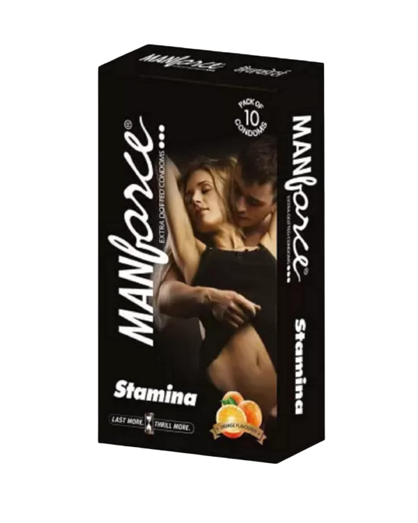 Manforce Stamina Extra Dotted Orange Flavored Condom 10 Pcs Pack