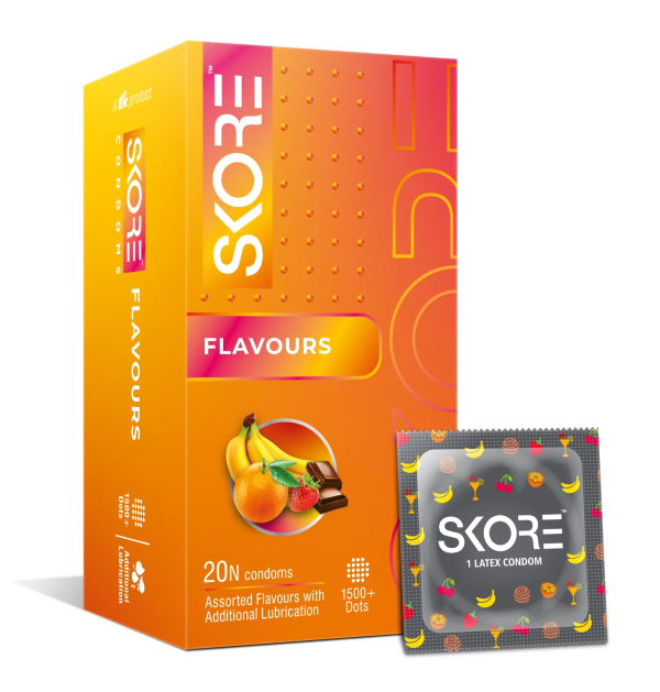 Skore Flavours Assorted 1500+ Dotted Condom 20Pcs Pack