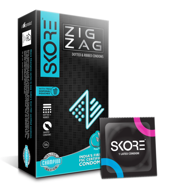 Skore ZigZag Dotted & Ribbed Condoms 10's Pack