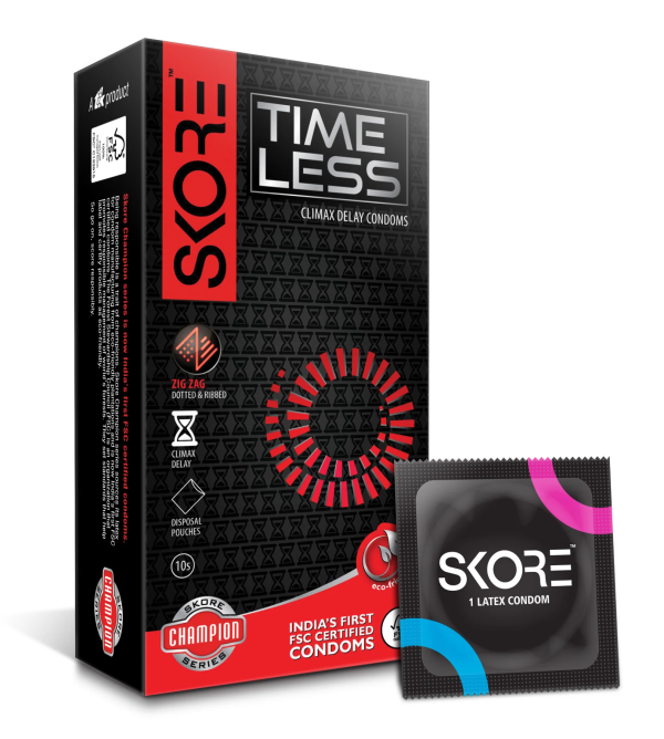 Skore Timeless Climax Delay Dotted & Ribbed Condom - 10's Pack