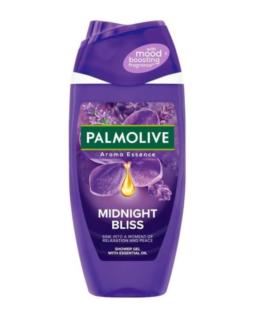 Palmolive Aroma Sensations Midnight Bliss body wash, 250ml bottle, featuring calming scents for a relaxing shower experience.