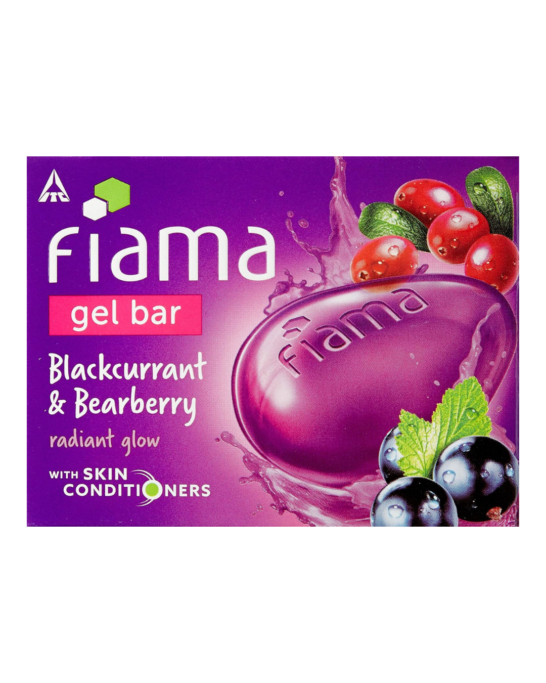 Fiama Di Wills Bearberry & Blackcurrant Gel Bar, 125g, featuring a vibrant blackcurrant and berry design.