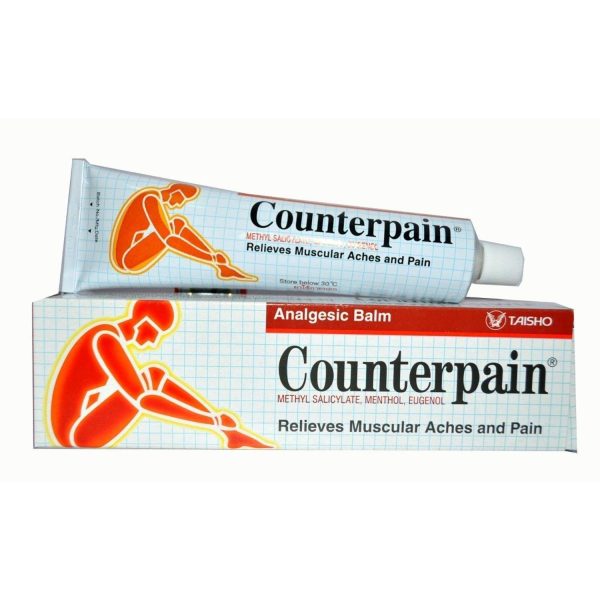 Counterpain Analgesic Balm Warm, 120 gm tube of antiseptic cream for pain relief and soothing muscle discomfort.