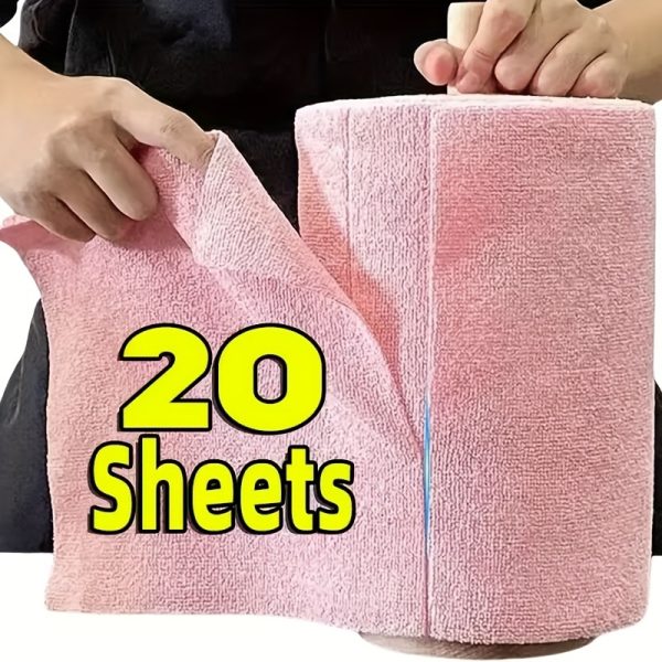 Microfiber Cleaning Cloth Roll 20pcs (25x25 cm Sheets) – Multi-Purpose Reusable Cleaning Towel