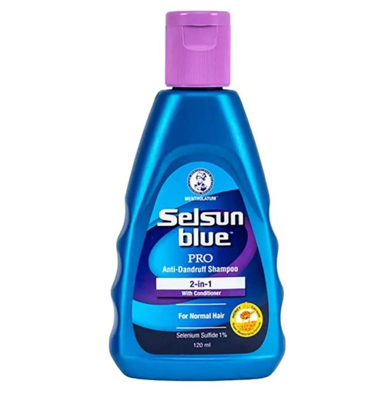 Selsun Blue Pro 2-in-1 Shampoo, 120ml bottle, designed for anti-dandruff and conditioning benefits.
