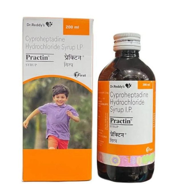 cytophosphatidylserine syrup next to 200 ml bottle of Practin Syrup (Cyproheptadine Hydrochloride).