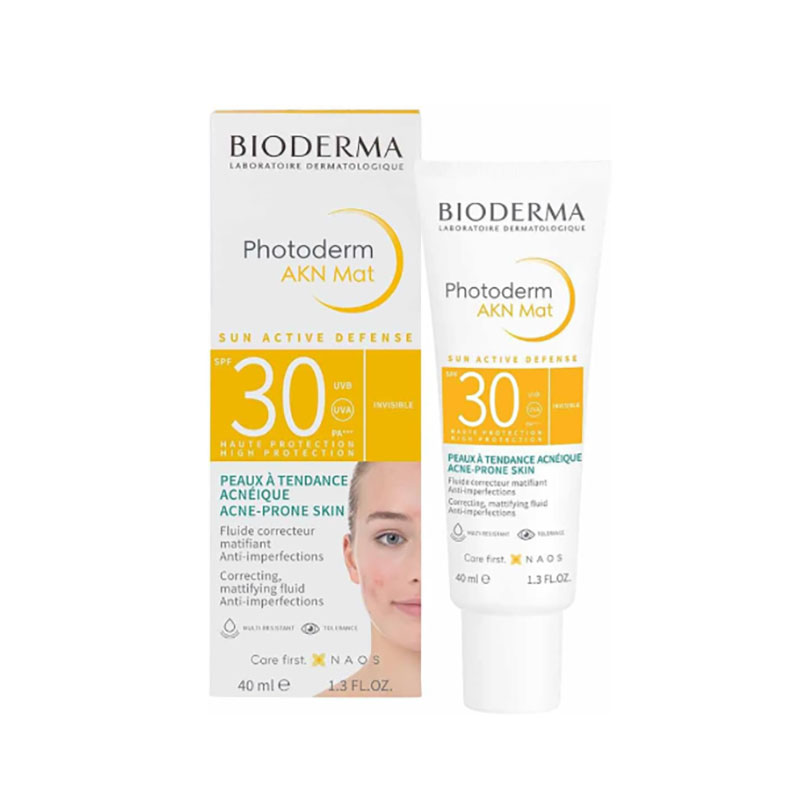 593 (1) Bioderma Photoderm AKN Mat SPF 30, 40ml bottle, designed for anti-aging and sun protection.