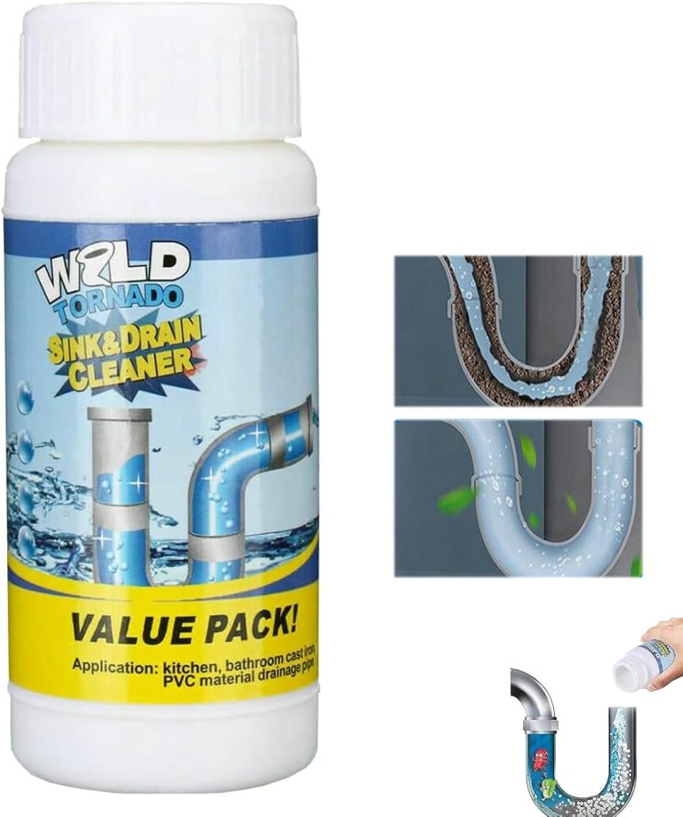 A pack of powerful sink and drain cleaning powder designed to instantly unblock clogged pipes.