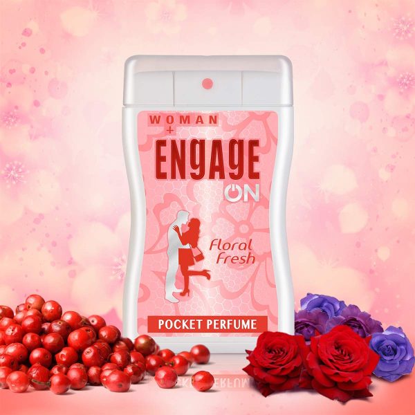 Engage Pocket Perfume for Women, 17ml, featuring a floral fresh scent in a compact, stylish bottle.
