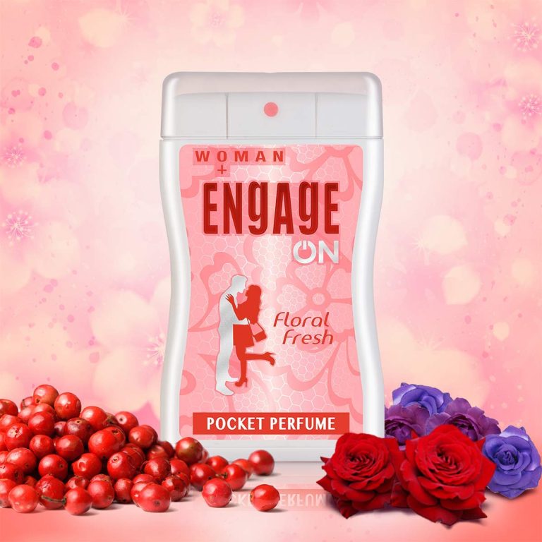 Engage Pocket Perfume for Women, 17ml, featuring a floral fresh scent in a compact, stylish bottle.