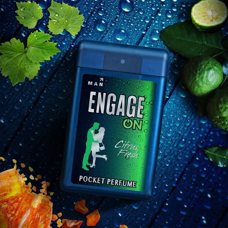 Engage Pocket Perfume for Men, 17ml, featuring a Citrus Fresh scent in a compact, travel-friendly bottle.