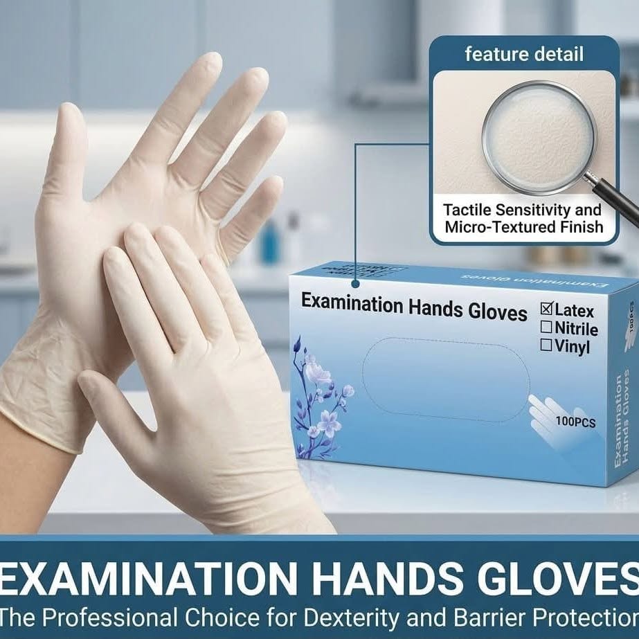 62 (2) A box containing 100 disposable latex hand gloves, showcasing white gloves stacked neatly inside.