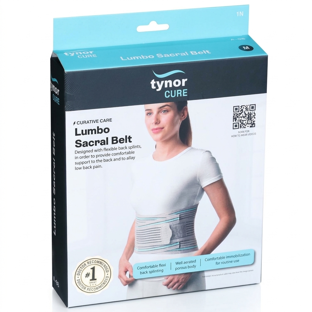 63-67 (1) Tynor lumbar sacral double belt designed for support and stability of the lower back.
