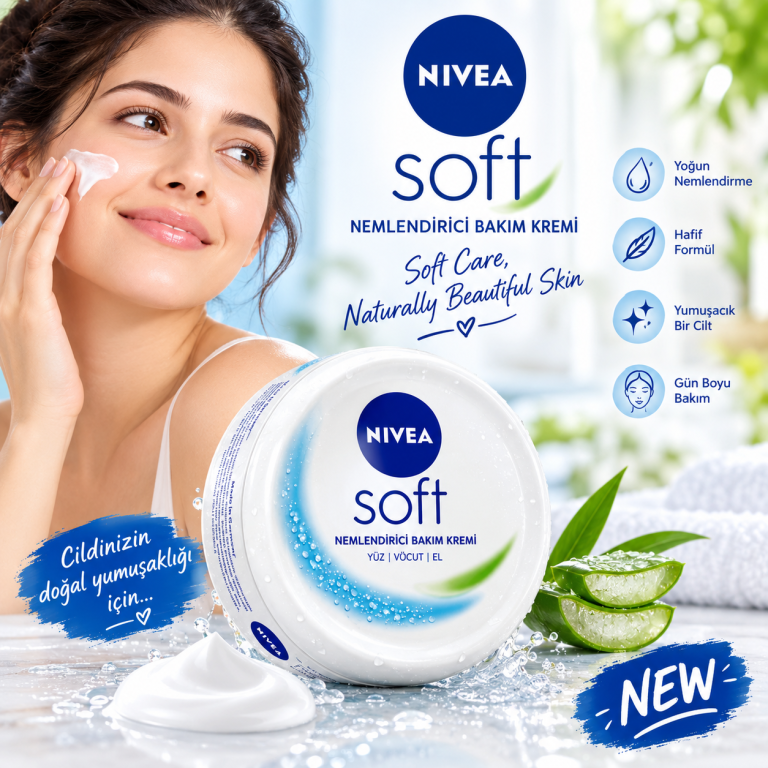 Nivea Soft moisturizing cream in a 200ml container, featuring a white and blue design.